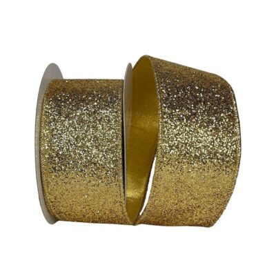 Farrisilk Ribbon | Gold Glitter Magic Ribbon, 2.5″X10Yd