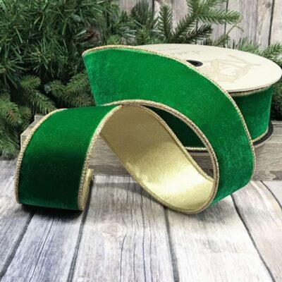 D. Stevens St. Patrick’S Day | Green Velvet Glitter Gold Trim Ribbon, 4″ X 10Yd