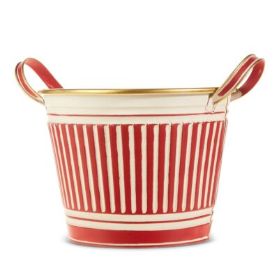 RAZ Table Decor | Striped Galvanized Handle Bucket