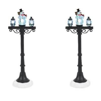 Department 56 Table Decor | Snowman Street Lights Set, Dept. 56 Village