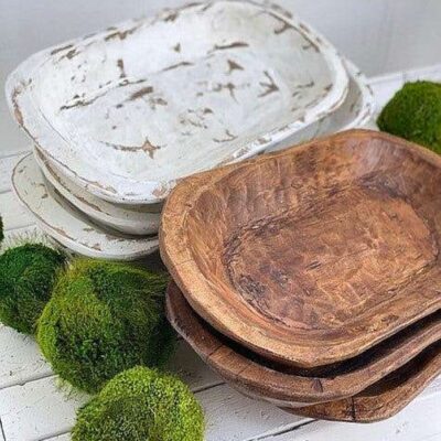 Forever Green Art Diy Containers | Medium Carved Dough Bowl