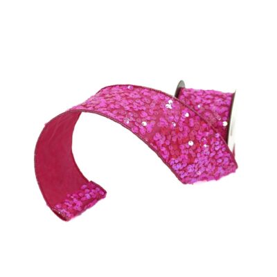 Farrisilk Spring | Hot Pink Flashy Sequin Ribbon, 2.5″ X 10Yd