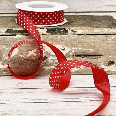 D. Stevens Ribbon | Mini Stars On Red Ribbon, 1″ X 22Yd