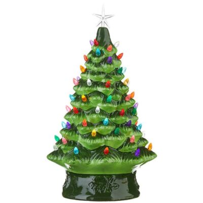 RAZ Figurines | Vintage Lighted Tree With Timer, 17″