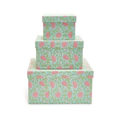 Two’s Company Home Accents | Floral Block Print Nesting Boxes