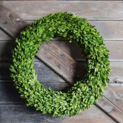 Mills Floral Company Spring | Preserved Boxwood Country Manor Wreath, 24″