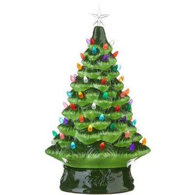 RAZ Table Decor | Vintage Lighted Tree With Timer, 17″