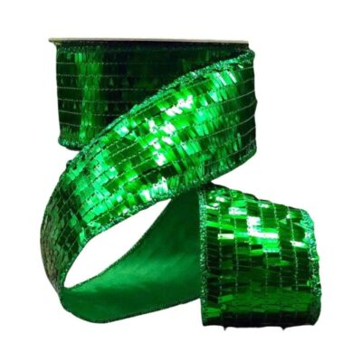 D. Stevens Mardi Gras | Sequin La Garconne Emerald Green Ribbon, 2.5″ X 10Yd