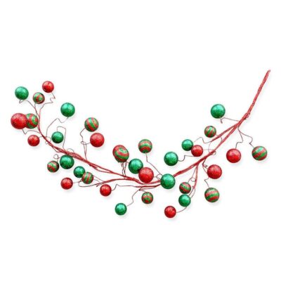 Craig Bachman Garlands | Glitter Ball Garland In Red And Emerald, 5′