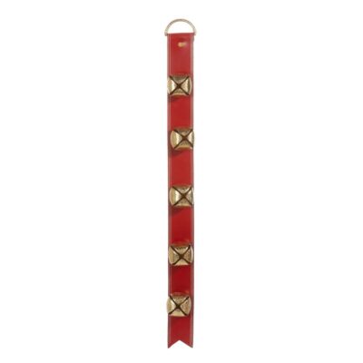 RAZ Door Decor | Red Sleigh Bell Door Hanger, 32″