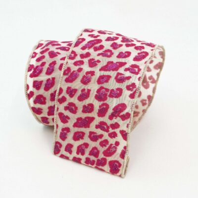 Farrisilk Ribbon | Hot Pink Retro Cheetah Ribbon 2.5″ X 10 Yd