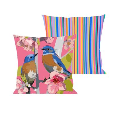 Evergreen Spring | Birdies On Cherry Blossoms Pillow Cover