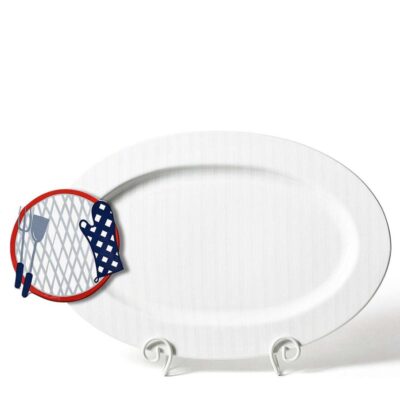 Happy Everything Kitchen & Dining | White Stripe Big Oval Platter By Happy Everything!