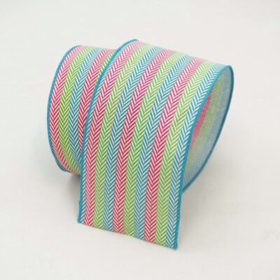 Farrisilk Spring Ribbon | Herringbone Multicolored Stripes 4″X10Yd