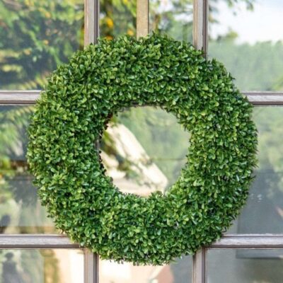 Mills Floral Company Spring | Faux Boxwood Round Wreath, 20″