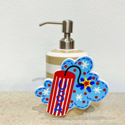 Happy Everything Kitchen & Dining | Neutral Big Stripe Mini Cylinder Soap Pump By Happy Everything!