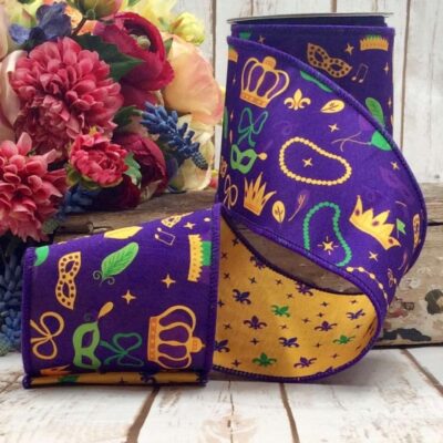 D. Stevens Ribbon | Mardi Gras Purple Ribbon, 4″ X 10Yd