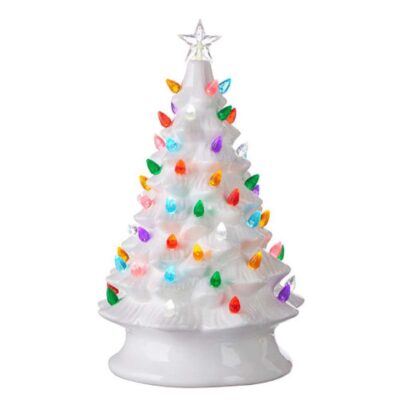 RAZ Focal Points | White Vintage Lighted Tree With Timer, 13″