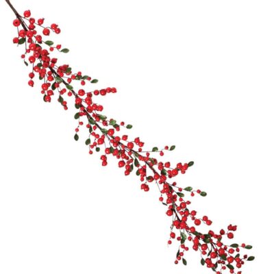 Regency Floral Decor | Red Mixed Berry Leaf Garland, 48″