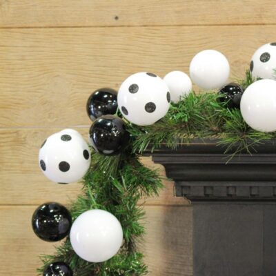 Farrisilk Garlands | 10′ Black & White Polka Dot Ball Garland