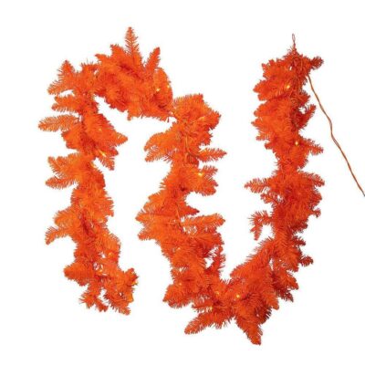 Kurt S. Adler Table Decor | Pre-Lit Orange Garland, 9′