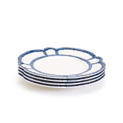 Two’s Company Spring | Blue Bamboo Touch Dinner Plate, Set Of 4