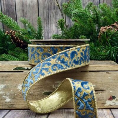 D. Stevens Ribbon | Velvet Glitter Treillage Ribbon, 1.5″ X 10Yd