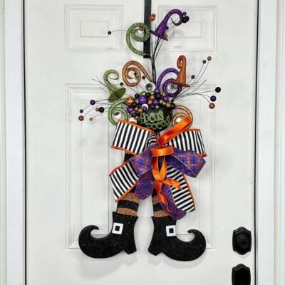 Craig Bachman Table Decor | Glitter Stripe Halloween Witch Legs