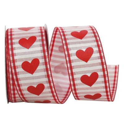 Reliant Ribbon Ribbon | Heart Stripe Wired Ribbon, 1.5″ X 10Yd