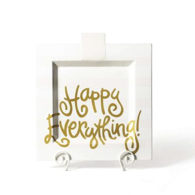 Happy Everything Table Decor | White Stripe Square Big Entertaining Platter By Happy Everything!