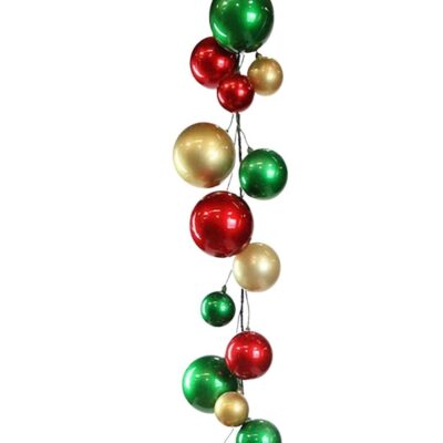 Farrisilk Garlands | Red, Gold & Emerald Green Ball Garland, 10′