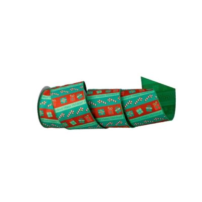 Regency Ribbon | Satin Candy Cane With Gifts Ribbon, 4″ X 10Yd