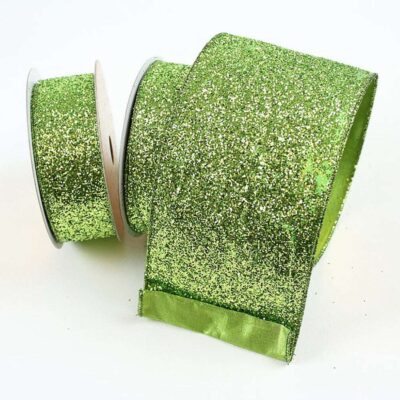 Farrisilk Ribbon | Glitter Magic Lime Green Ribbon, 1.5″X10Yd