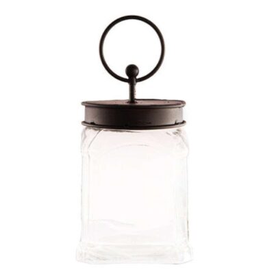 The Round Top Collection Table Decor | Square Glass Jar With Black Lid By The Round Top Collection