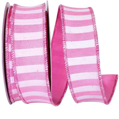 Reliant Ribbon Spring | Pink Cabana Horizontal Stripe Ribbon, 1.5″ X 10Yd