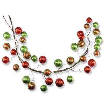 Craig Bachman Garlands | 5′ Glitter Ball Garland Red And Lime