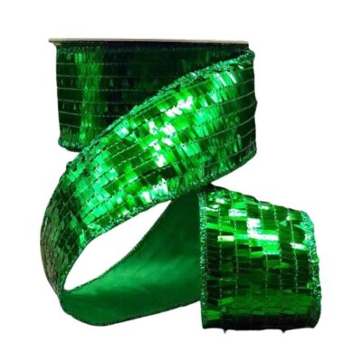 D. Stevens Ribbon | Sequin La Garconne Emerald Green Ribbon, 2.5″ X 10Yd