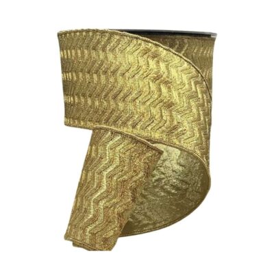 D. Stevens Ribbon | Metallic Gold Waves Ribbon, 4″ X 10Yd