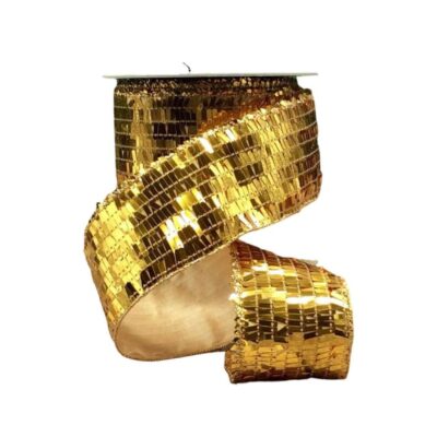 D. Stevens Ribbon | Sequin La Garconne Bright Gold Ribbon, 2.5″ X 10Yd