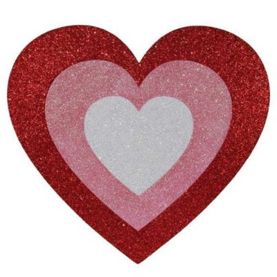 Craig Bachman Table Decor | Red, Pink, And White Glittered Heart