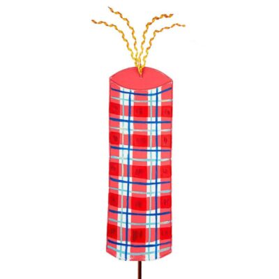 The Round Top Collection Pot Stakes | Red Plaid Firecracker Yard Display