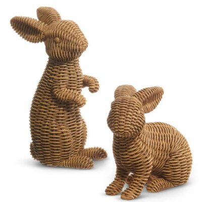 RAZ Table Decor | Brown Basketweave Rabbits