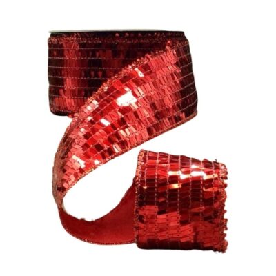 D. Stevens Ribbon | Sequin La Garconne Red Ribbon, 2.5″ X 10Yd