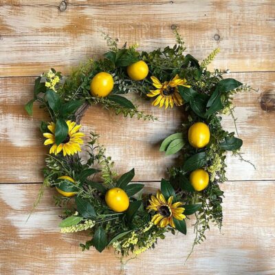 Liberty Floral Wreaths | Sunflower Lemon Mix Lvs Wreath