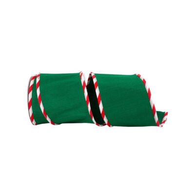 Reliant Ribbon Ribbon | Green Candy Cane Edge Ribbon, 4″ X 5Yd