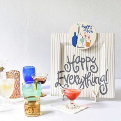 Happy Everything Table Decor | Stone Stripe Square Big Entertaining Platter By Happy Everything!