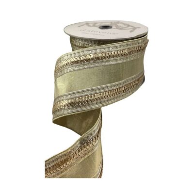 D. Stevens Ribbon | Metallic Sequin Side Trim Ribbon, 4″ X 10Yd