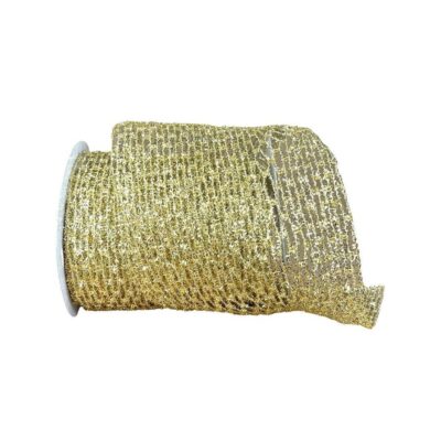 Farrisilk Ribbon | Gold Christmas Diamonds Ribbon 6″X10Yd