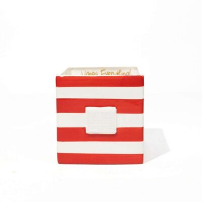 Happy Everything Decorative Containers | Red Stripe Medium Nest Cube By Happy Everything!