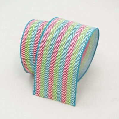 Farrisilk Spring | Herringbone Multicolored Stripes 4″X10Yd